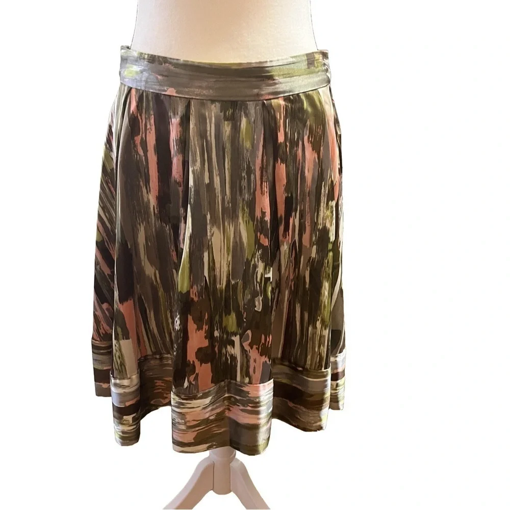 Calvin Klein Multi-Color Pleated A Line Midi Skirt Size 6 - Picture 3 of 10